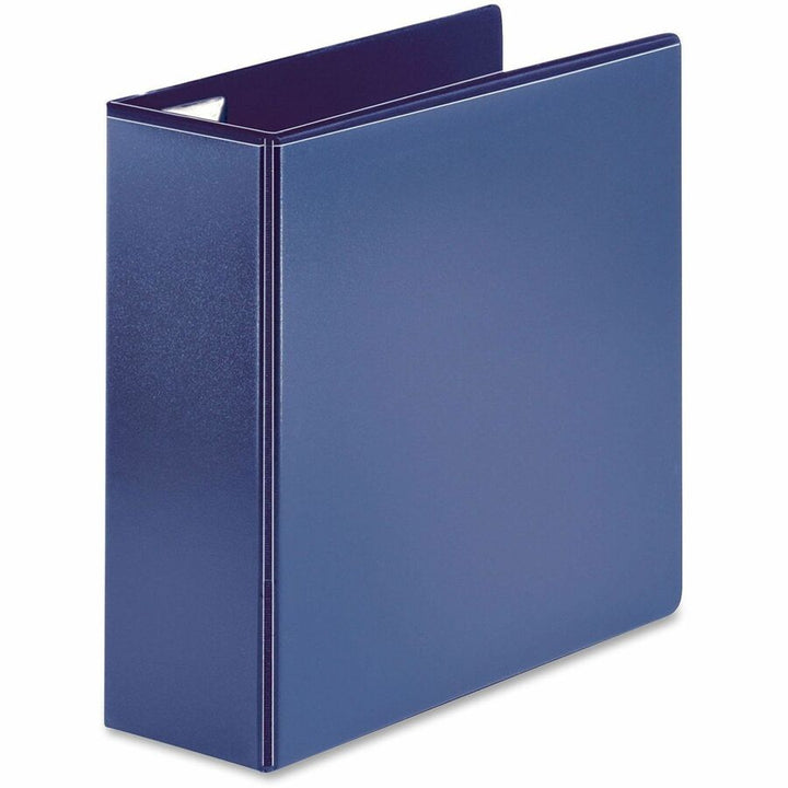 Image of Business Source View Binder w/4 Pockets, D-Ring, 4" Cap, 8-1/2"x11", Navy