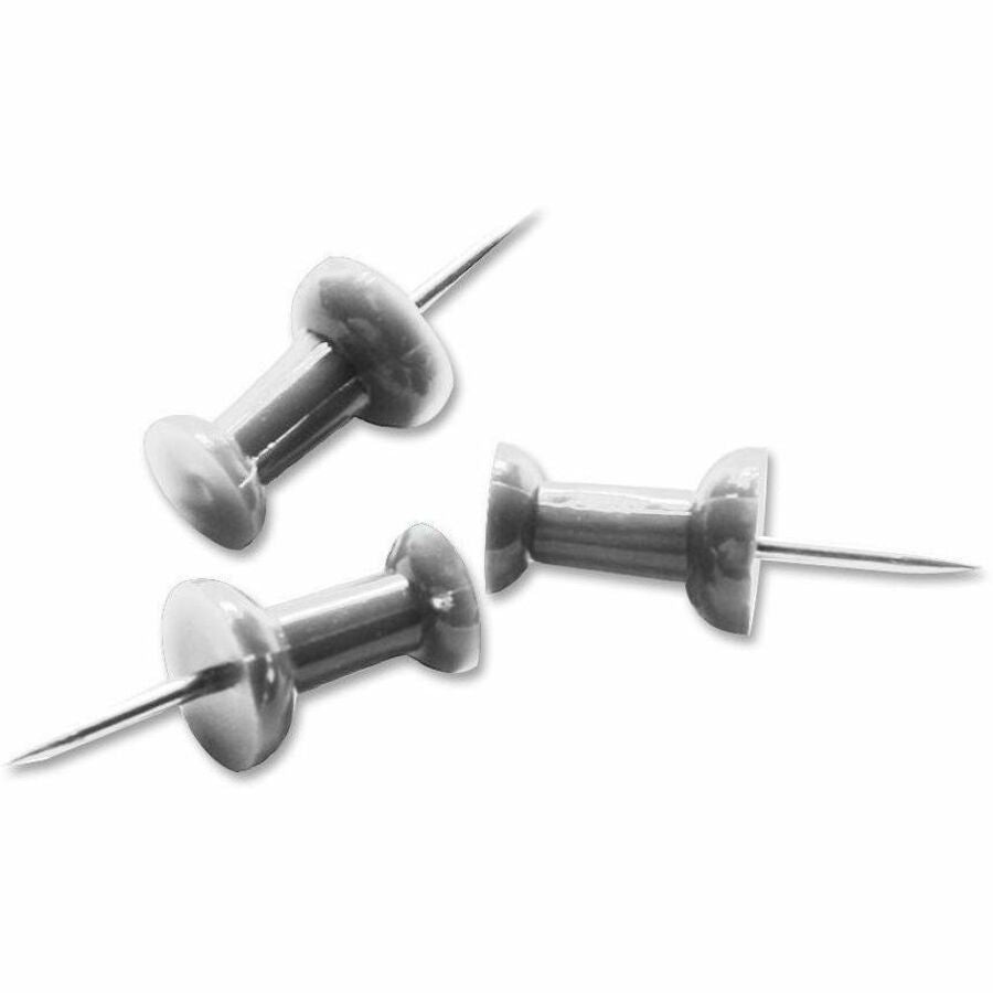 Image of Business Source Pushpins, 3/8" Point, 1/2"x1/4" Head, 100/BX, Aluminum