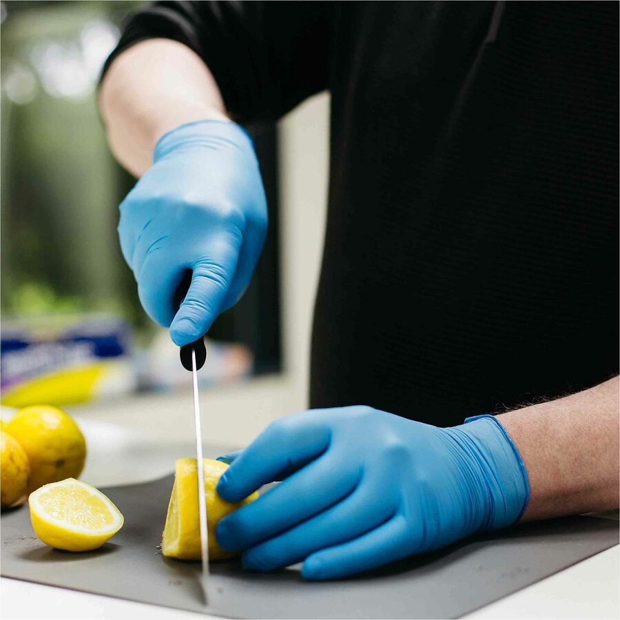 Image of Ammex X344100 X3 Blue Nitrile Industrial Latex Free Disposable Gloves (Case of 1000)
