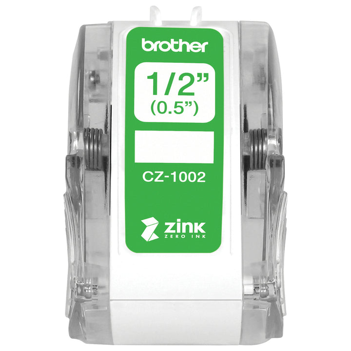 Image of Brother CZ-1002 Multipurpose Label, 1/2" Width, Zero Ink (ZINK), Paper, Water Resistant, 1 Each