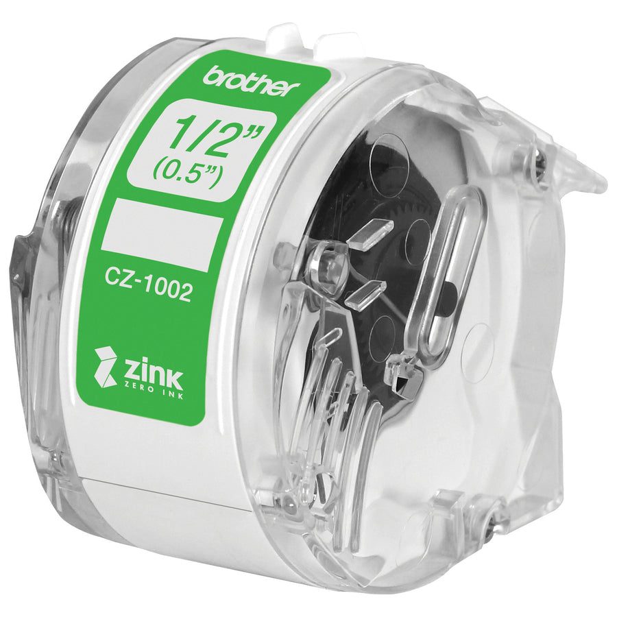Image of Brother CZ-1002 Multipurpose Label, 1/2" Width, Zero Ink (ZINK), Paper, Water Resistant, 1 Each