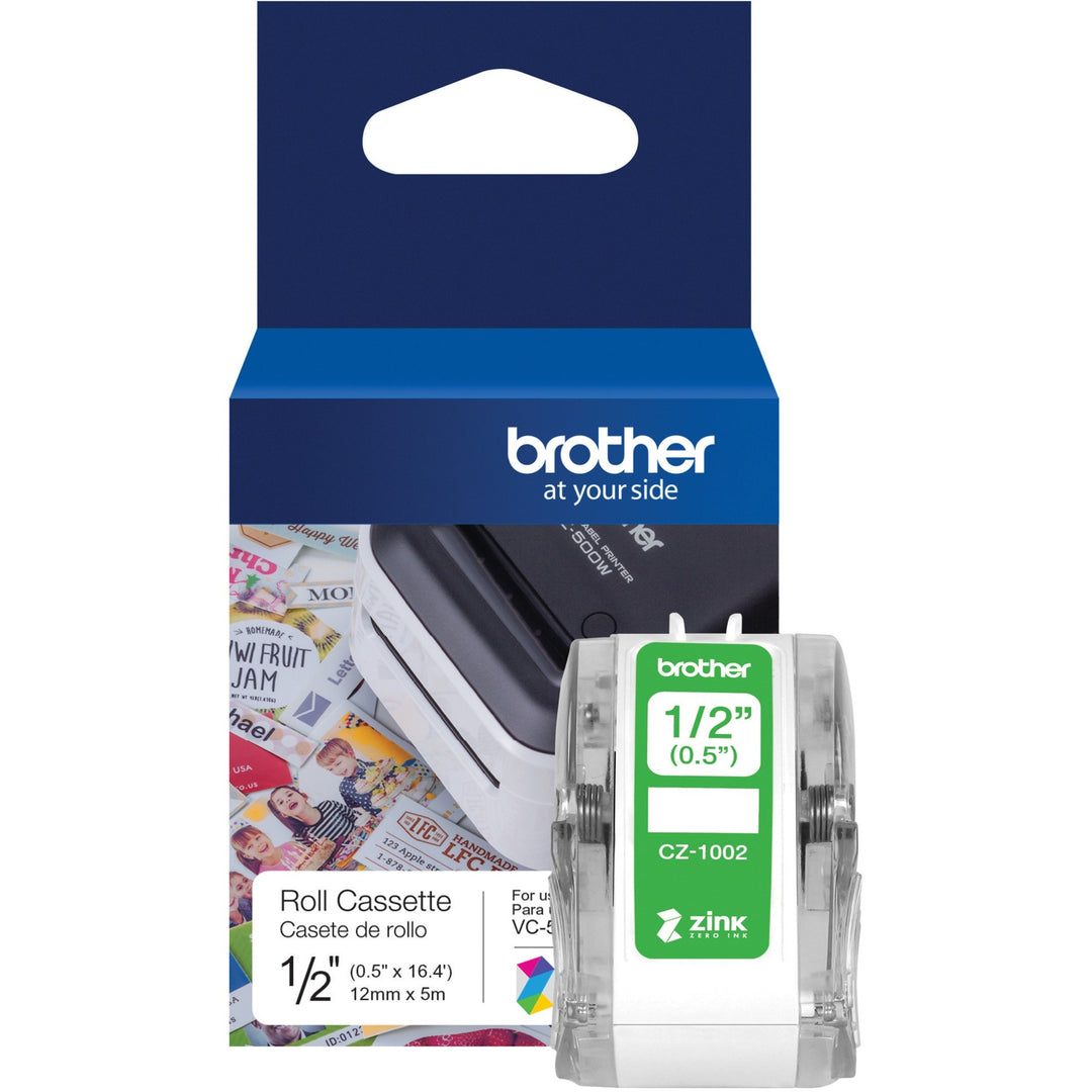 Image of Brother Labels, ZINK Zero Ink, Continuous-Length, 1/2"x16.4', White