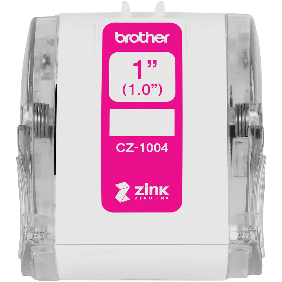 Image of Brother CZ-1004 Multipurpose Label, 1" Width, Zero Ink (ZINK), Paper, Water Resistant, 1 Each