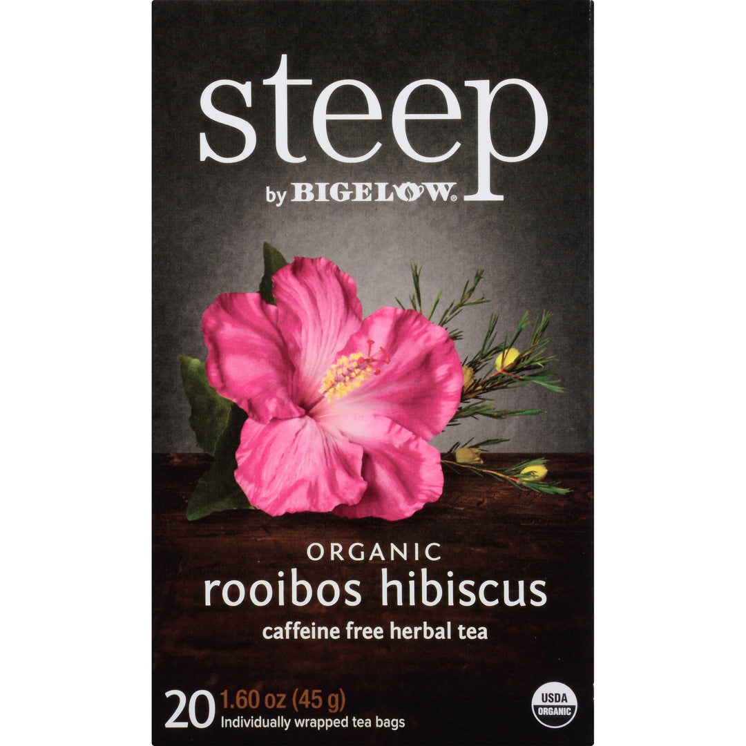 Image of Steep by Bigelow® 17713 Rooibos Hibiscus, 1.6 oz, 20 Teabag, Decaffeinated, GMO Free, Kosher, Organic, 20 / Box
