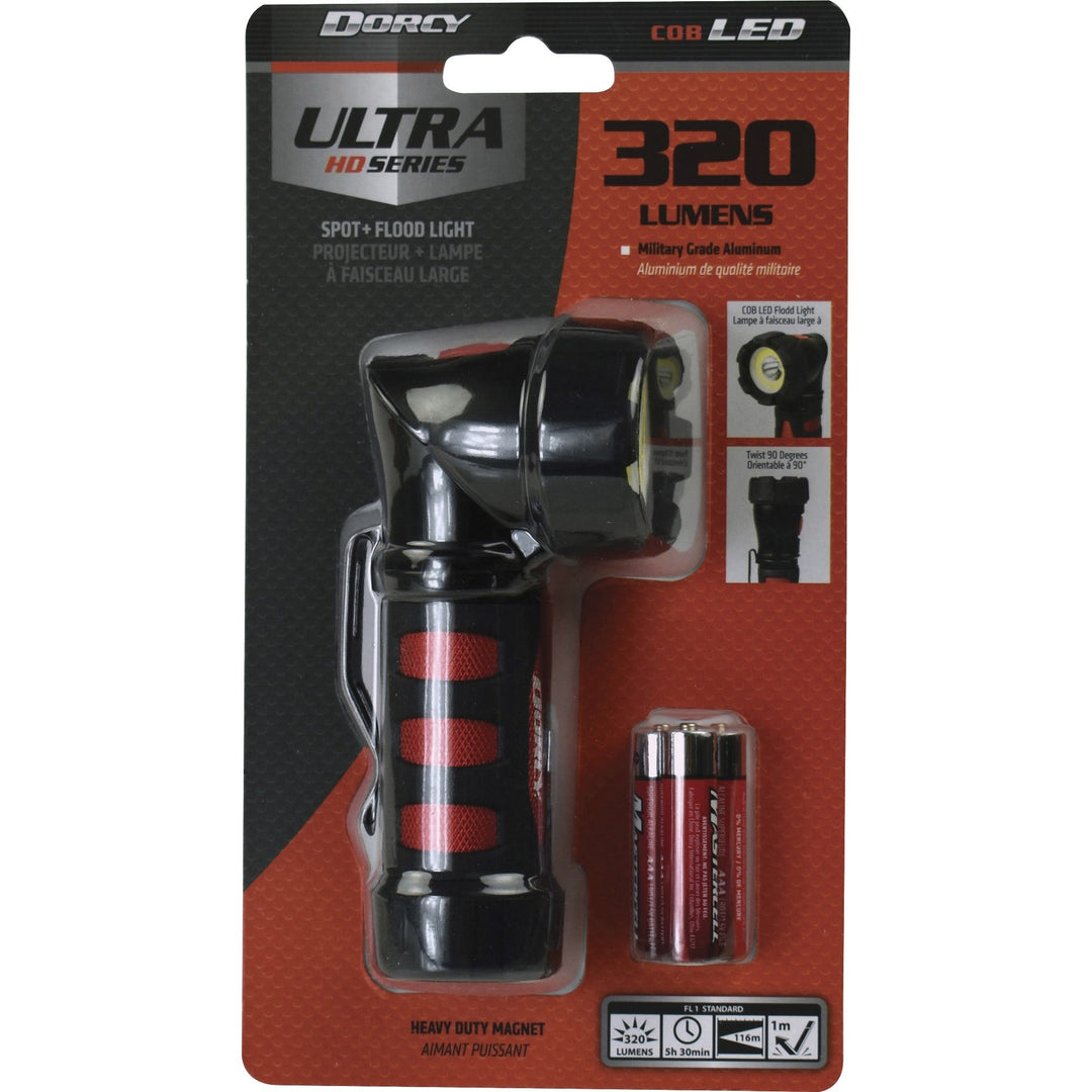 Image of DORCY® Flashlight, 320 Lumen, 2-1/5"Wx1-3/5"Lx4-3/4"H, Black/Red