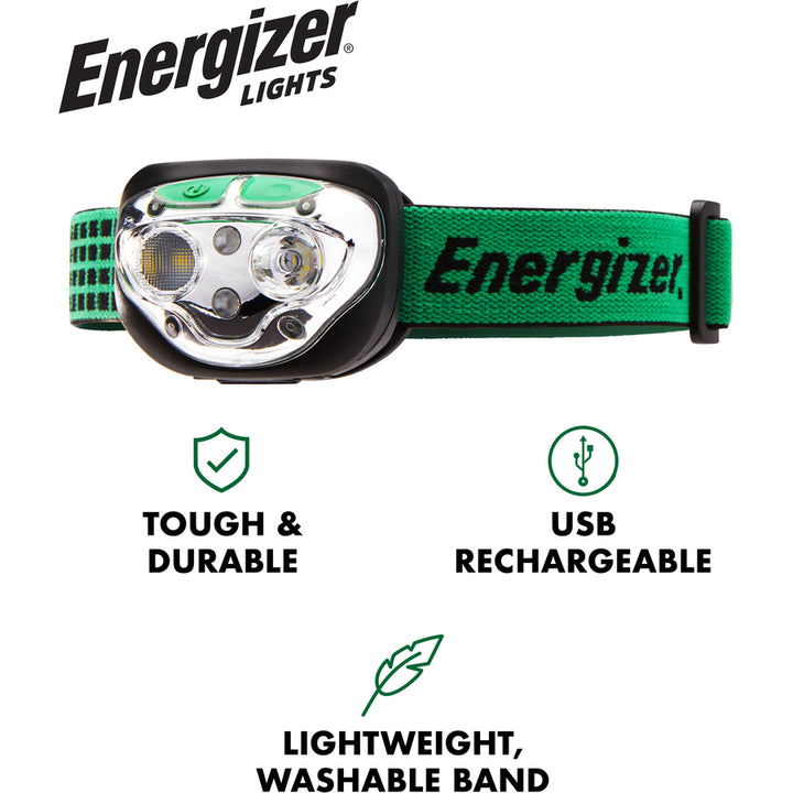 Image of Eveready® Headlamp, LED, Rechargeable, 400 Lumens, 80m, Black
