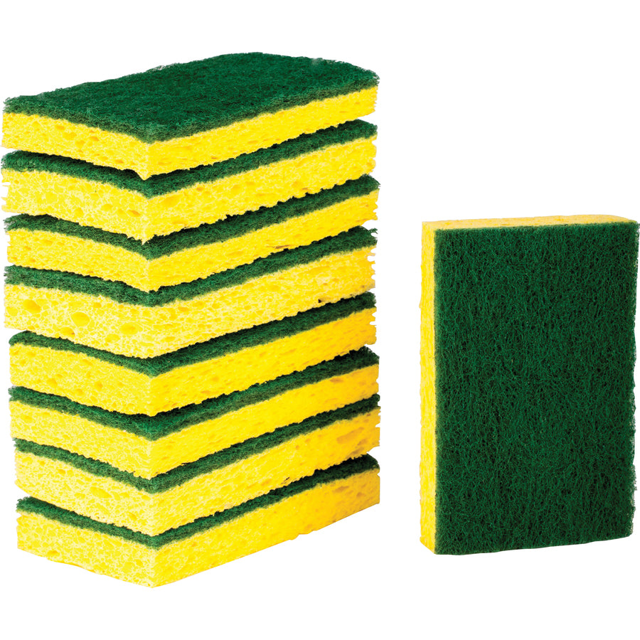 Image of 3M Scrub Sponges, Hvy-Duty, 4-1/2"x2-3/4", 9/PK, YW/GN