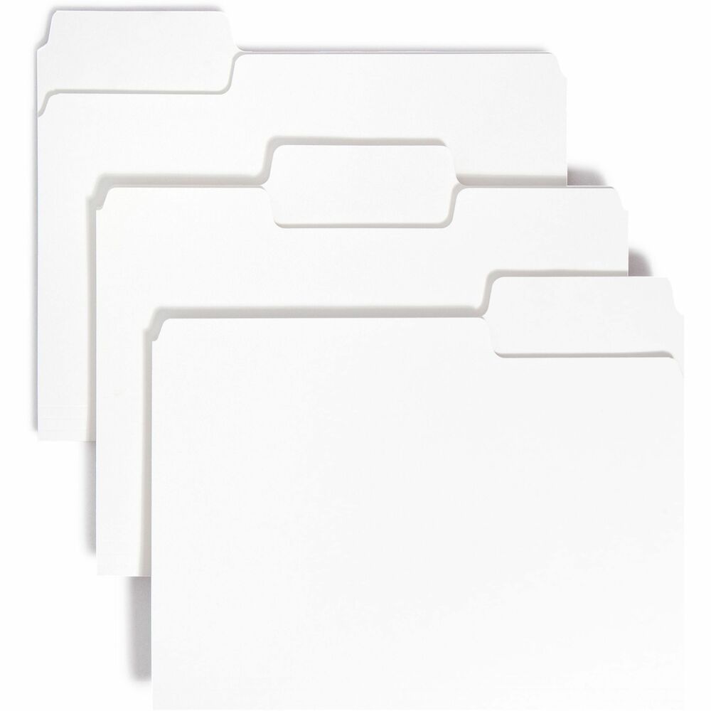 Image of Smead File Folders, 1/3-cut SuperTab, Letter, 100/BX, White
