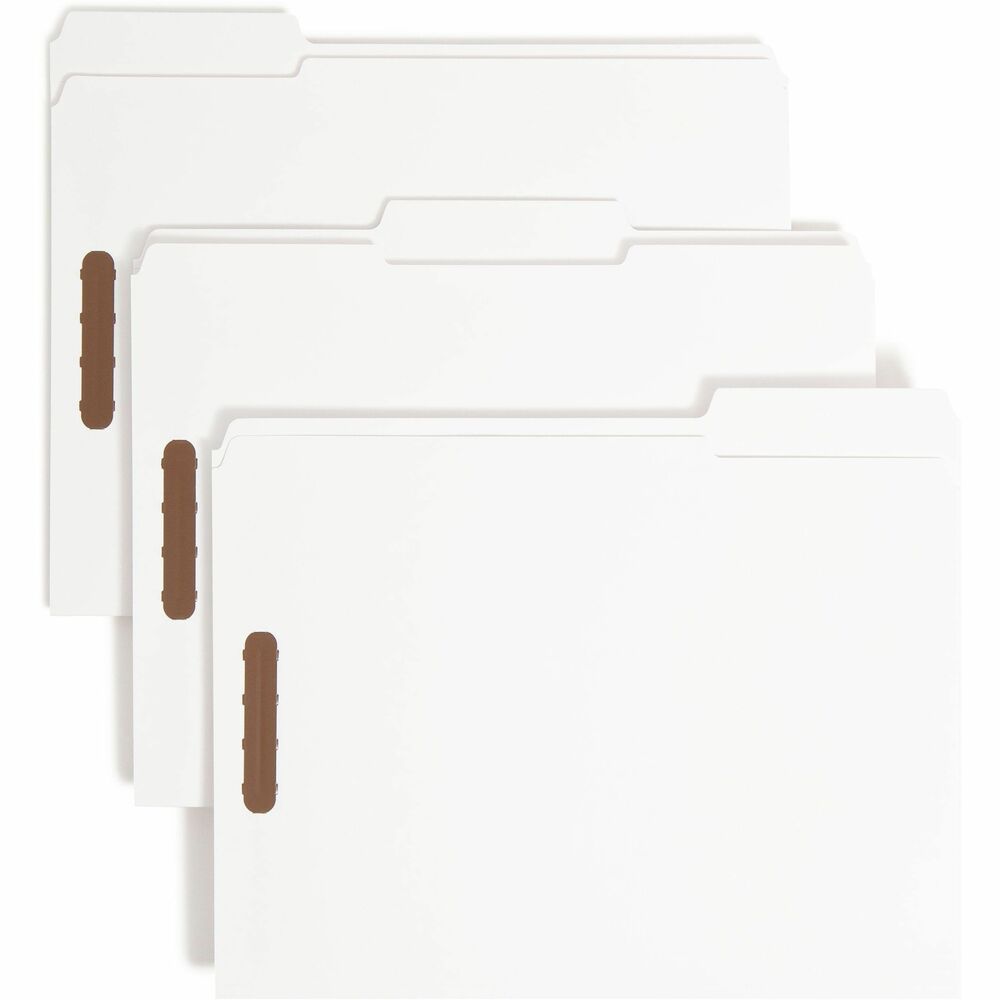 Image of Smead Folders, 2 Fasteners, 1/3 AST Tab Cut, Letter, 50/BX, White