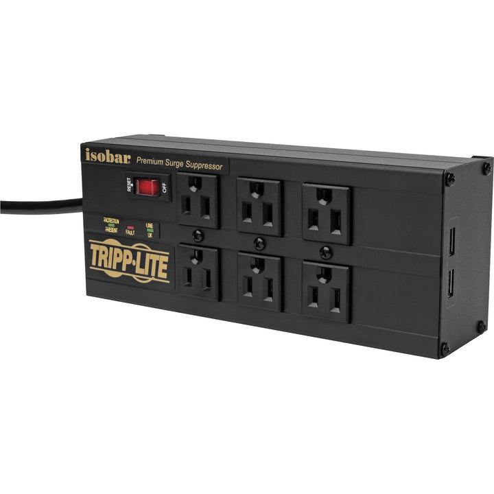 Image of Tripp Lite by Eaton Surge Protector, 6-Outlet, 8-7/10"Wx3-3/5"Dx2-1/2"H, Black