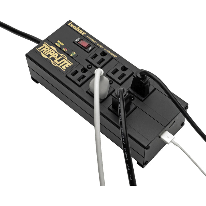 Image of Tripp Lite by Eaton Surge Protector, 6-Outlet, 8-7/10"Wx3-3/5"Dx2-1/2"H, Black