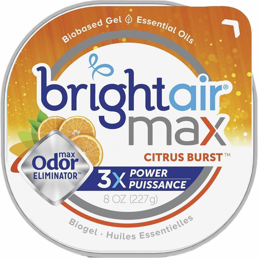 Image of BRIGHT Air® Odor Eliminator Gel,Citrus,8 oz,5"x5"x1-4/5",6/CT,Orange