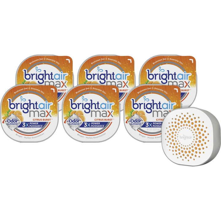 Image of BRIGHT Air® Odor Eliminator Gel,Citrus,8 oz,5"x5"x1-4/5",6/CT,Orange