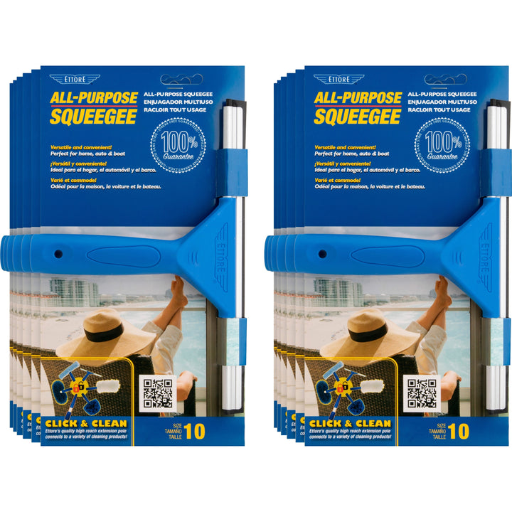 Image of Ettore Products Squeegee, All-Purpose, Tapered Handle, 14"W, 12/CT, Blue