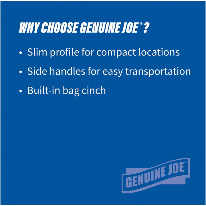 Image of Genuine Joe Waste Container, Space-Saving, 23 Gal, 20"x11"x30", 4/CT, GY