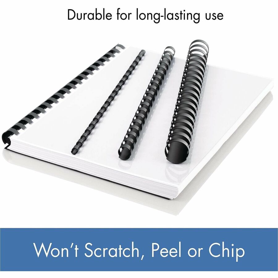 Image of Mead® Binding Spines, 19-Hole, 200-Sheet Capacity, 1", 125/BX, BK