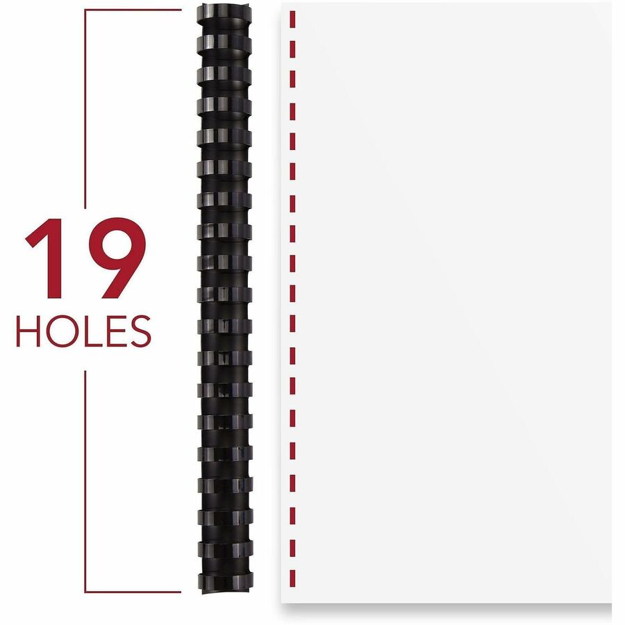 Image of Mead® Binding Spines, 19-Hole, 200-Sheet Capacity, 1", 125/BX, BK
