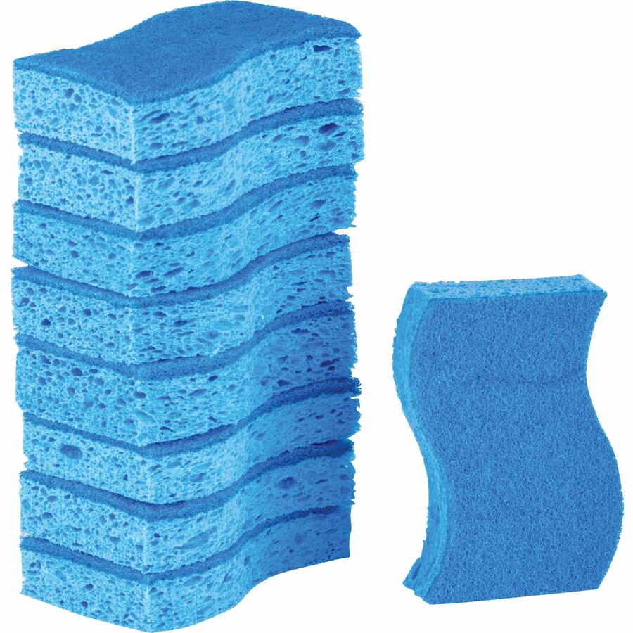Image of Scotch-Brite 5295 Non-Scratch Scrub Sponges, 0.7" H x 4.3" W x 2.8" Depth, 9 / Pack, Cellulose, Blue