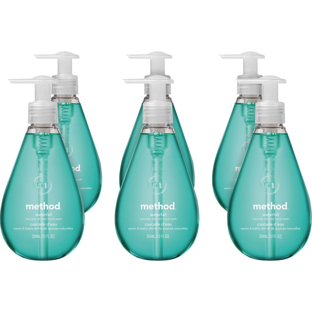 Image of Method® Handwash, Gel, Waterfall, 12oz Pump Bottle, 6/CT, Aqua