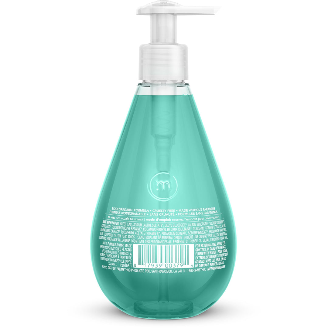 Image of Method® Handwash, Gel, Waterfall, 12oz Pump Bottle, 6/CT, Aqua