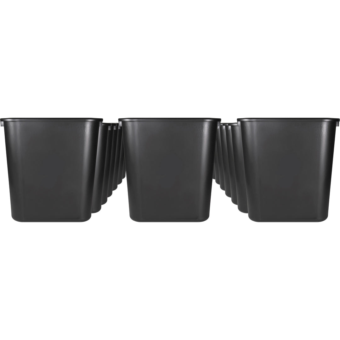 Image of Sparco Wastebasket, Rectangular, 28 Qrt, 15"x10-1/4"x15", 24/CT, BK
