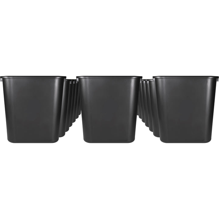 Image of Sparco Wastebasket, Rectangular, 28 Qrt, 15"x10-1/4"x15", 24/CT, BK
