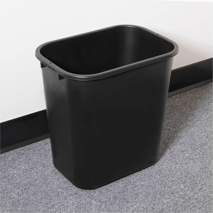 Image of Sparco Wastebasket, Rectangular, 28 Qrt, 15"x10-1/4"x15", 24/CT, BK