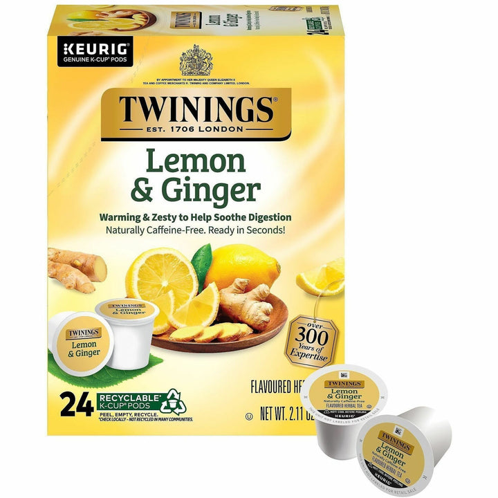 Image of Twinings of London 11019 Lemon & Ginger, 24 Cup, Decaffeinated, 24 / Box