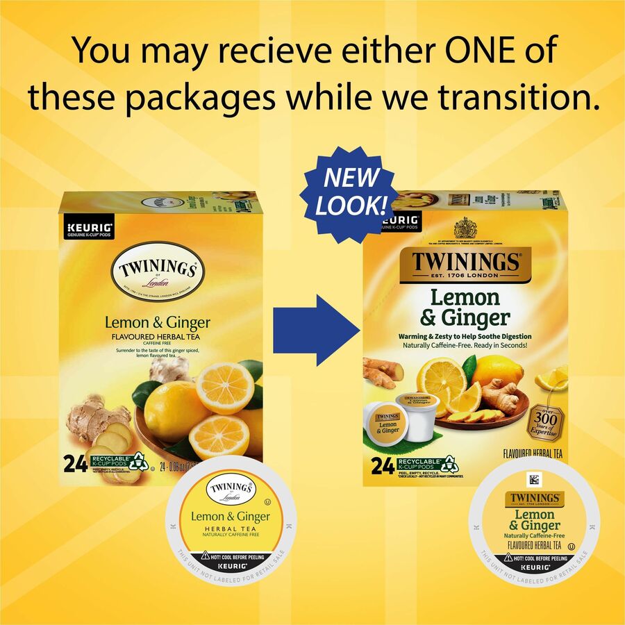 Image of Twinings of London 11019 Lemon & Ginger, 24 Cup, Decaffeinated, 24 / Box