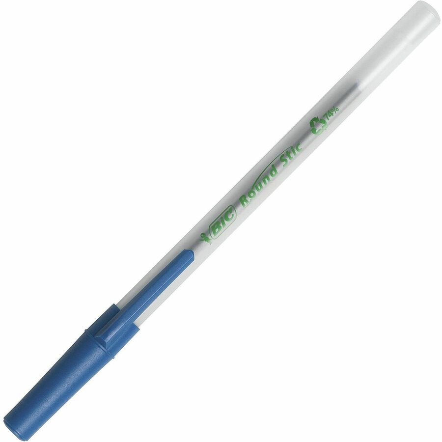 Image of BIC GSME509-BLU Ecolutions Round Stic Ball Point Pen, 1 mm Pen Point, Blue Ink, Semi Clear Barrel, 50 / Box