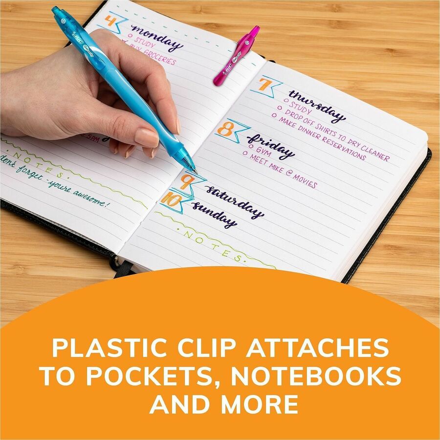 Image of BIC® Gel-ocity Quick Dry Gel Pen, Retractable, Fine 0.7 mm, Assorted Ink and Barrel Colors, Dozen