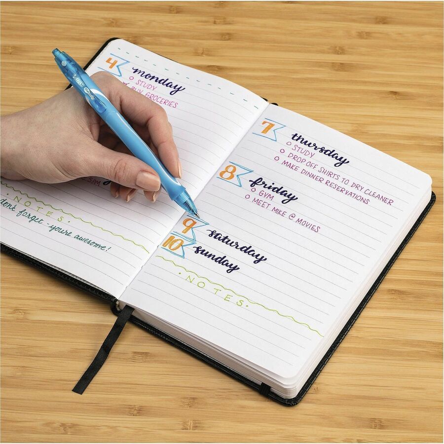 Image of BIC® Gel-ocity Quick Dry Gel Pen, Retractable, Fine 0.7 mm, Assorted Ink and Barrel Colors, Dozen