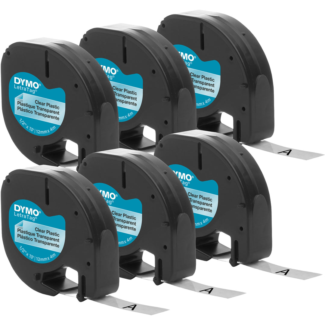 Image of Dymo 2050824 LetraTag Labelmaker Plastic Labels, x 1/2" Width, Clear, Plastic, 6 / Box