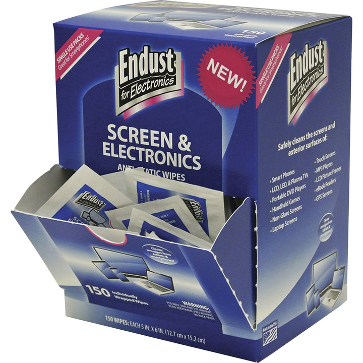Image of Norazza Inc Electronic Screen Wipes, Anti-Static, 5"Wx6"L, 150/PK, Blue