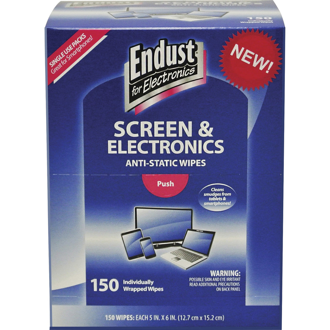 Image of Norazza Inc Electronic Screen Wipes, Anti-Static, 5"Wx6"L, 150/PK, Blue