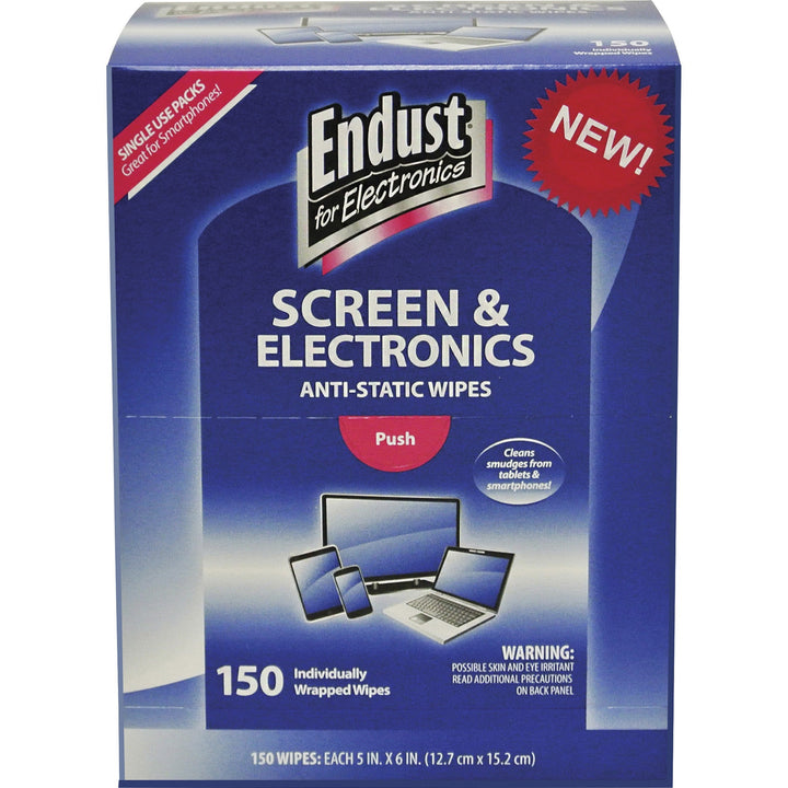 Image of Norazza Inc Electronic Screen Wipes, Anti-Static, 5"Wx6"L, 150/PK, Blue