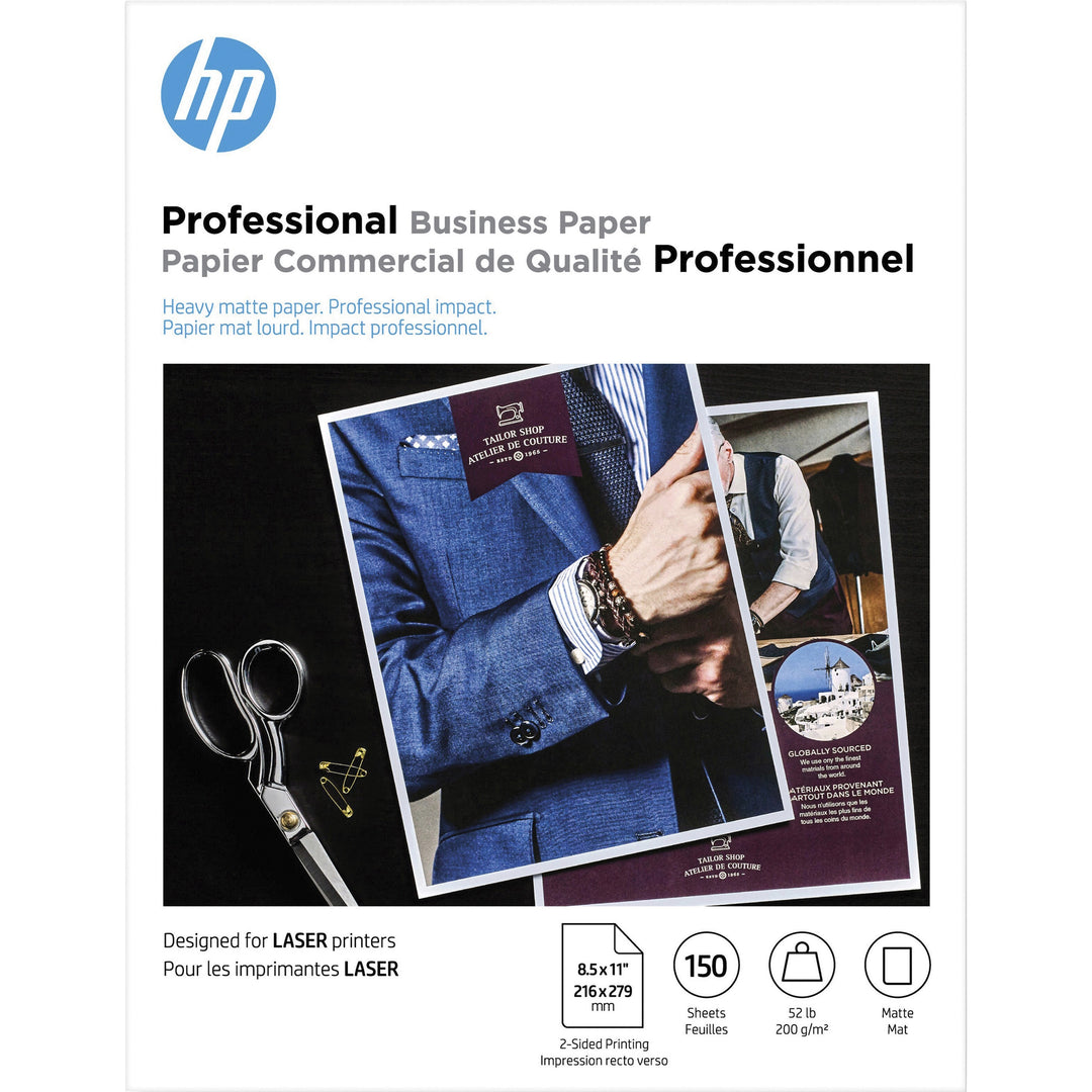 Image of HP 4WN05A Laser Printer Professional Business Paper, Multi, Letter, 8 1/2" x 11", 52 lb Basis Weight, 200 g/m² Grammage, Matte, White, 1 Pack