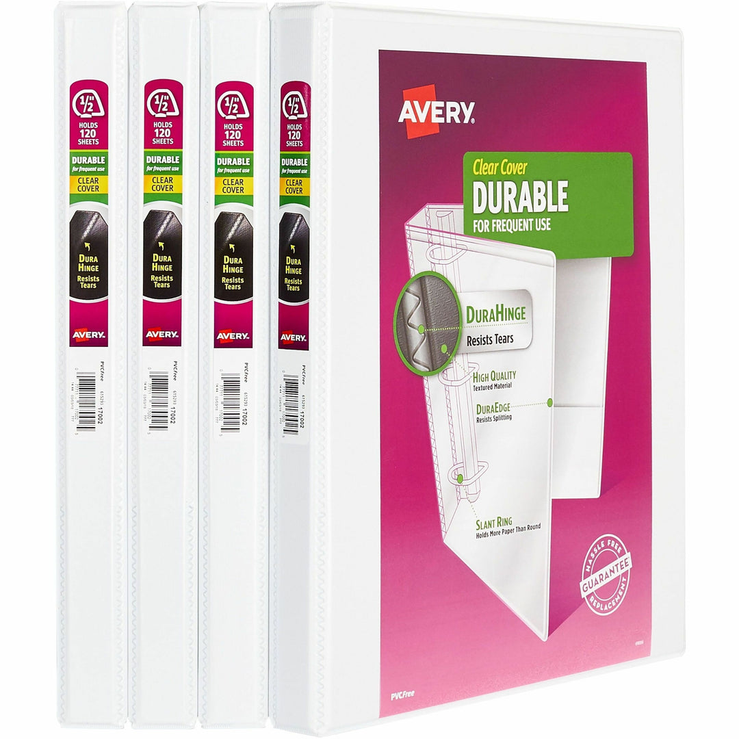 Image of Avery® View Binder,DuraHinge,Slant Ring,1/2" Cap,Letter,4/CT,WE