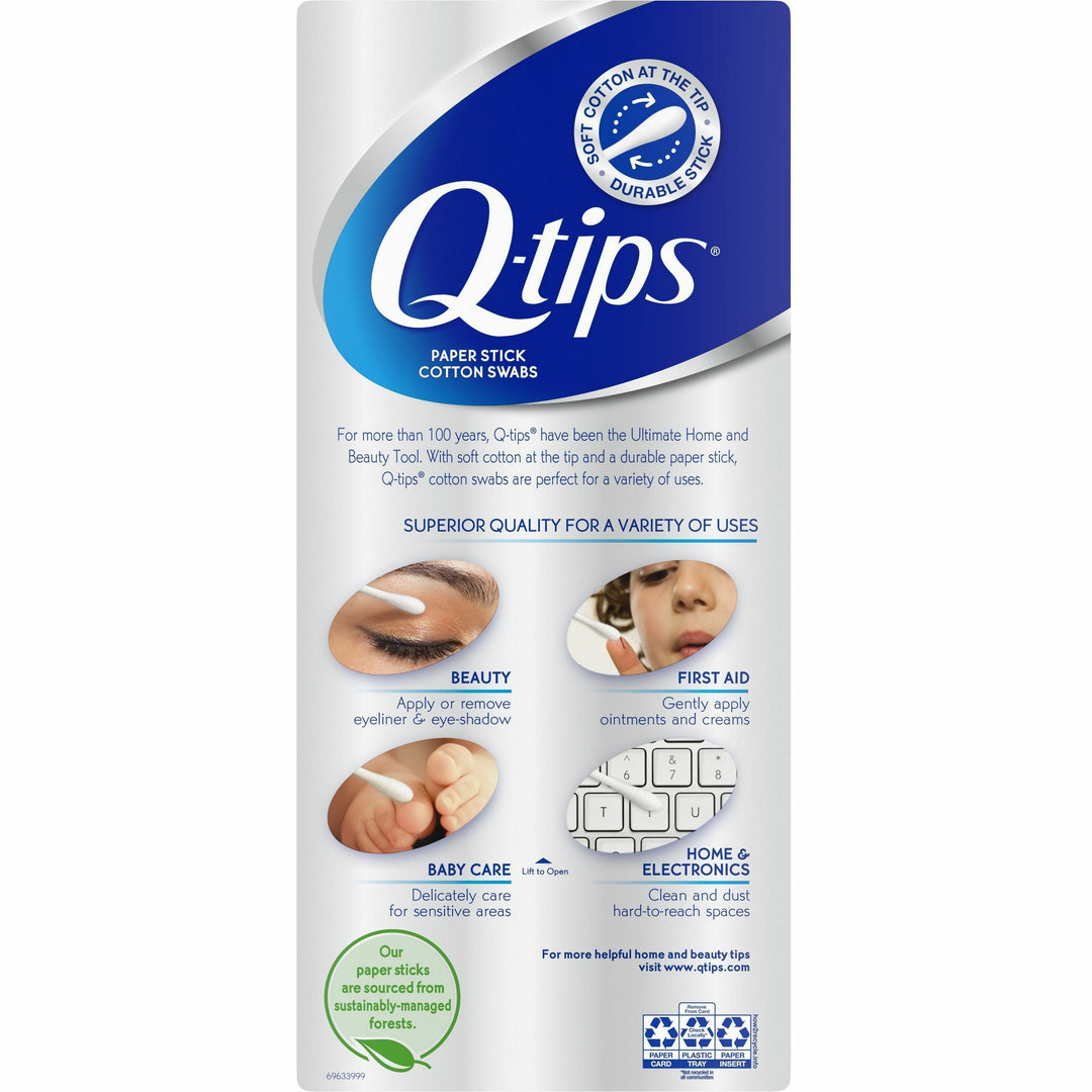 Image of Q-tips 09824 Cotton Swabs, White, Cotton, 750 / Pack