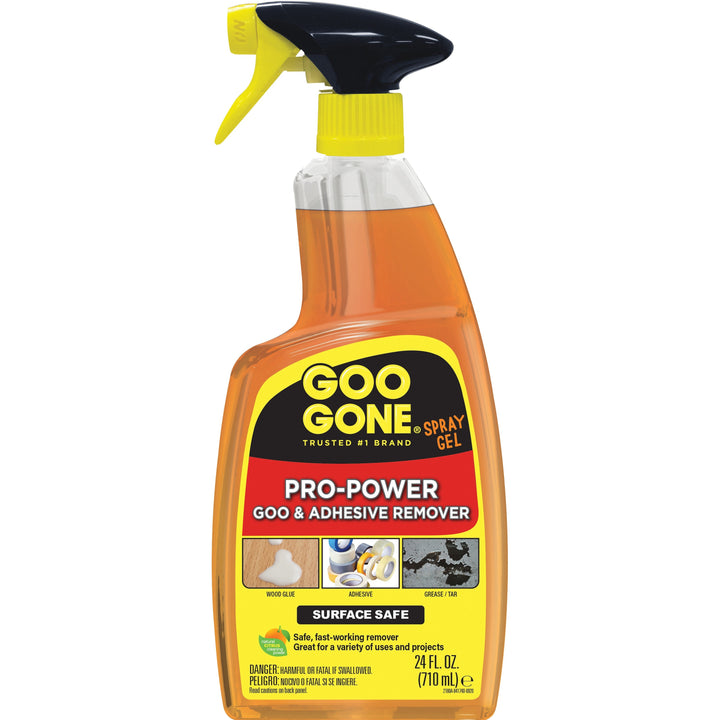 Image of Goo Gone 2180A Spray Gel, 24 fl oz, For Tar, Glue, Caulk, Sealant, Tree Sap, Wet Paint, Asphalt, Ink, Marker Soot, Grease, Oil, Orange, 1 Each