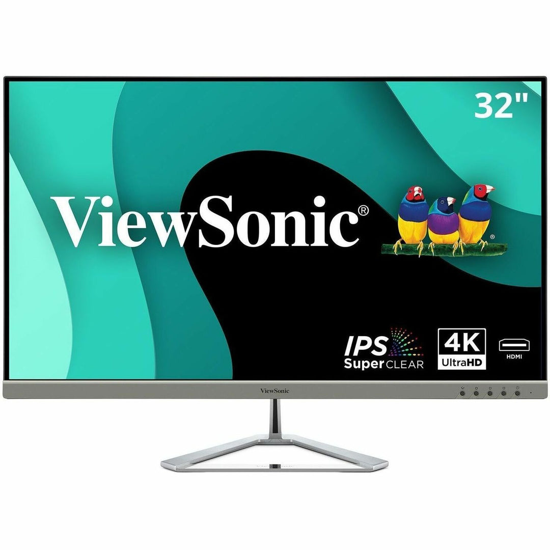 Image of ViewSonic Monitor, 4K, 32", 28-1/10"Wx9-1/10"Dx19-9/10"H, Silver