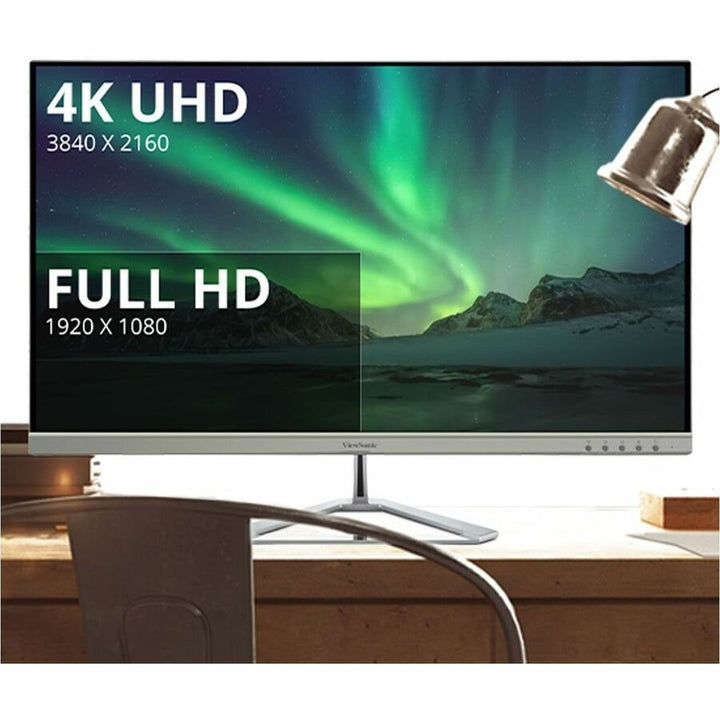 Image of ViewSonic Monitor, 4K, 32", 28-1/10"Wx9-1/10"Dx19-9/10"H, Silver