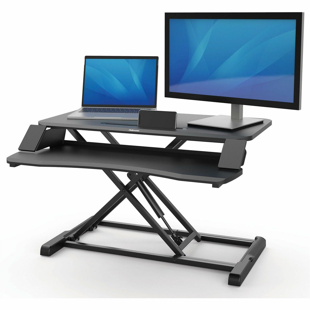 Image of Fellowes® Corsivo Sit-Stand Workstation, 31.5" X 24.25" X 16", Black