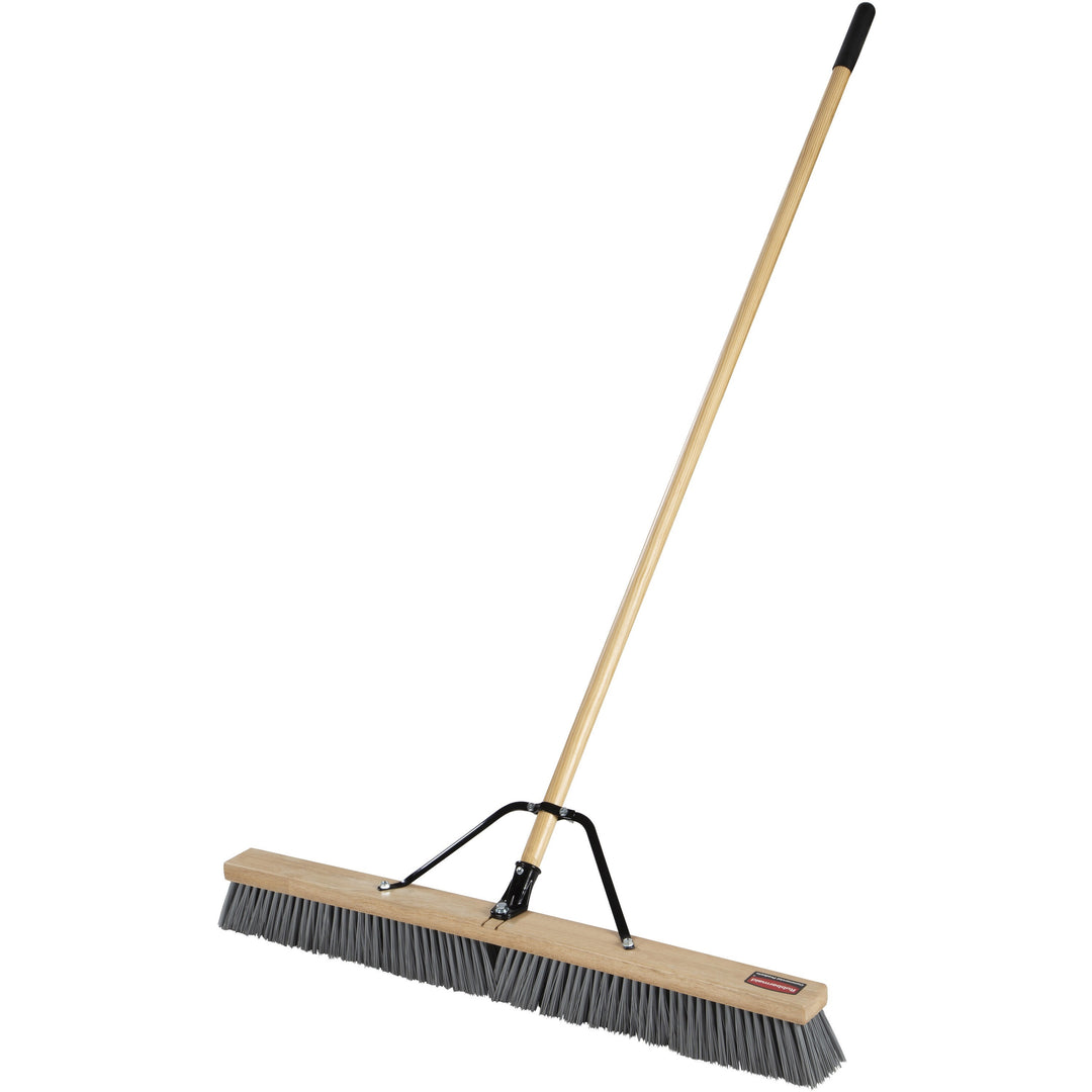 Image of Rubbermaid Commercial Products Push Broom,3" Med Poly Bristles,36"W,1-1/8" Dia Handle