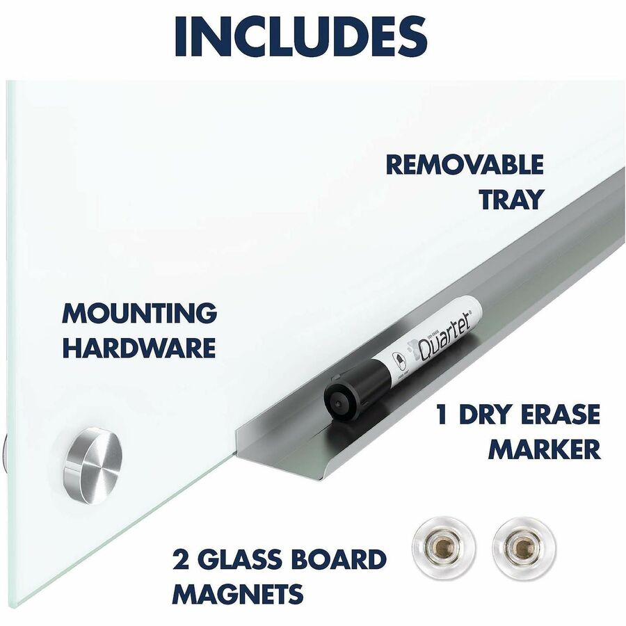 Image of Quartet® Dry-Erase Board, Glass, Frameless, 36"Wx24"L, White