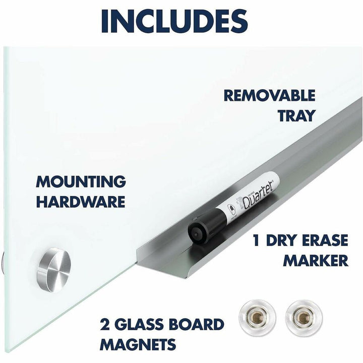 Image of Quartet® Dry-Erase Board, Glass, Frameless, 36"Wx24"L, White