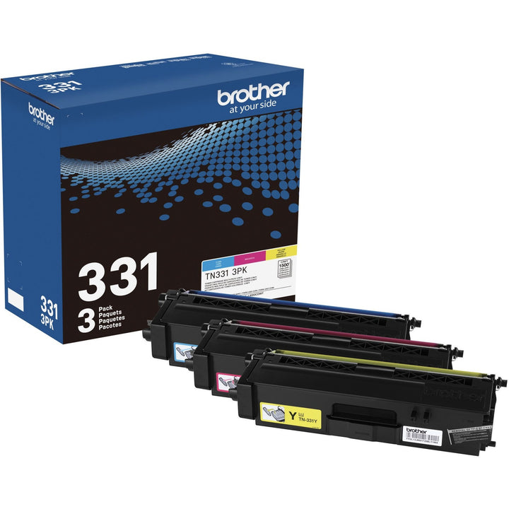 Image of Brother TN331 Standard-Yield Color Toner Cartridge, 1500 Pages Cyan, 1500 Pages Magenta, 1500 Pages Yellow, 1 Box