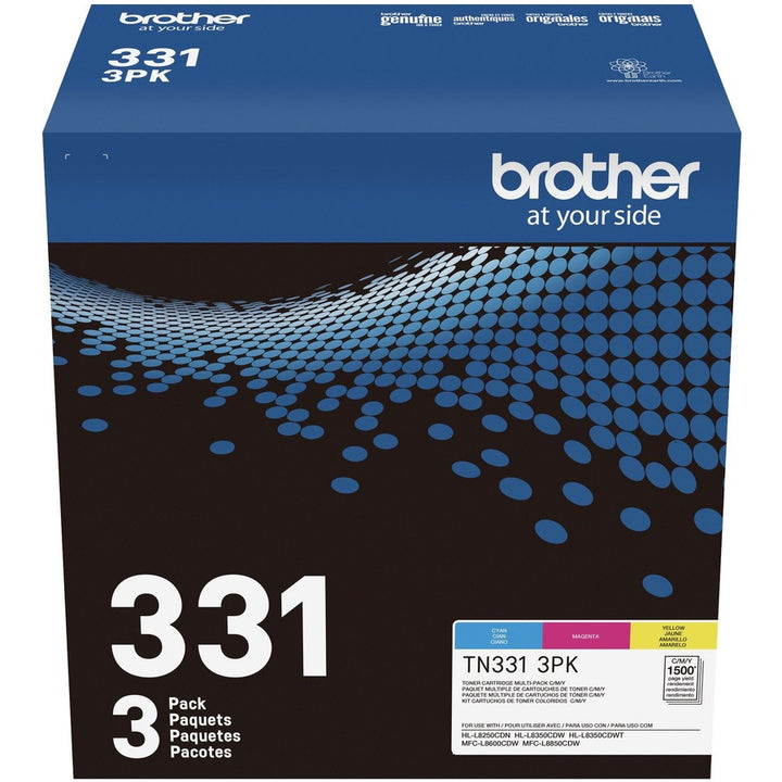 Image of Brother TN331 Standard-Yield Color Toner Cartridge, 1500 Pages Cyan, 1500 Pages Magenta, 1500 Pages Yellow, 1 Box