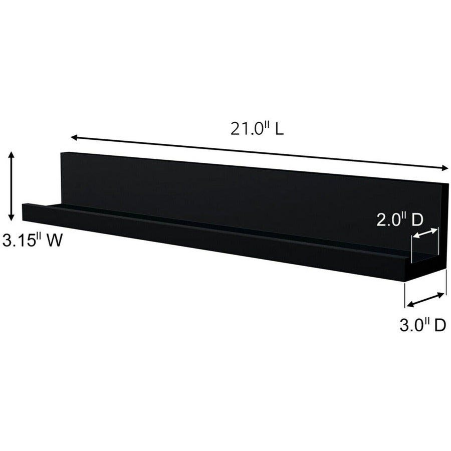 Image of 3M Shelf Ledge, 10 Command Strips, Holds 5 lb, 3"Wx21"Lx3"H, BK