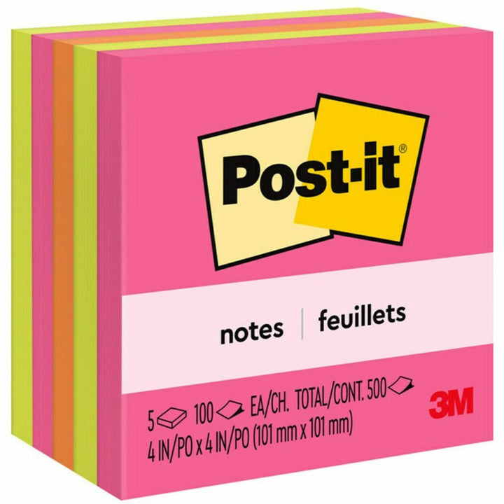 Image of Post-it® Notes Original Pads in Poptimistic Collection Colors, 4" x 4", 100 Sheets/Pad, 5 Pads/Pack